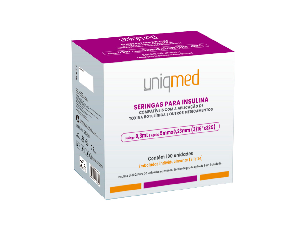 SERINGA UNIQMED 0,3ml - 32G (caixa 100 unidades)
