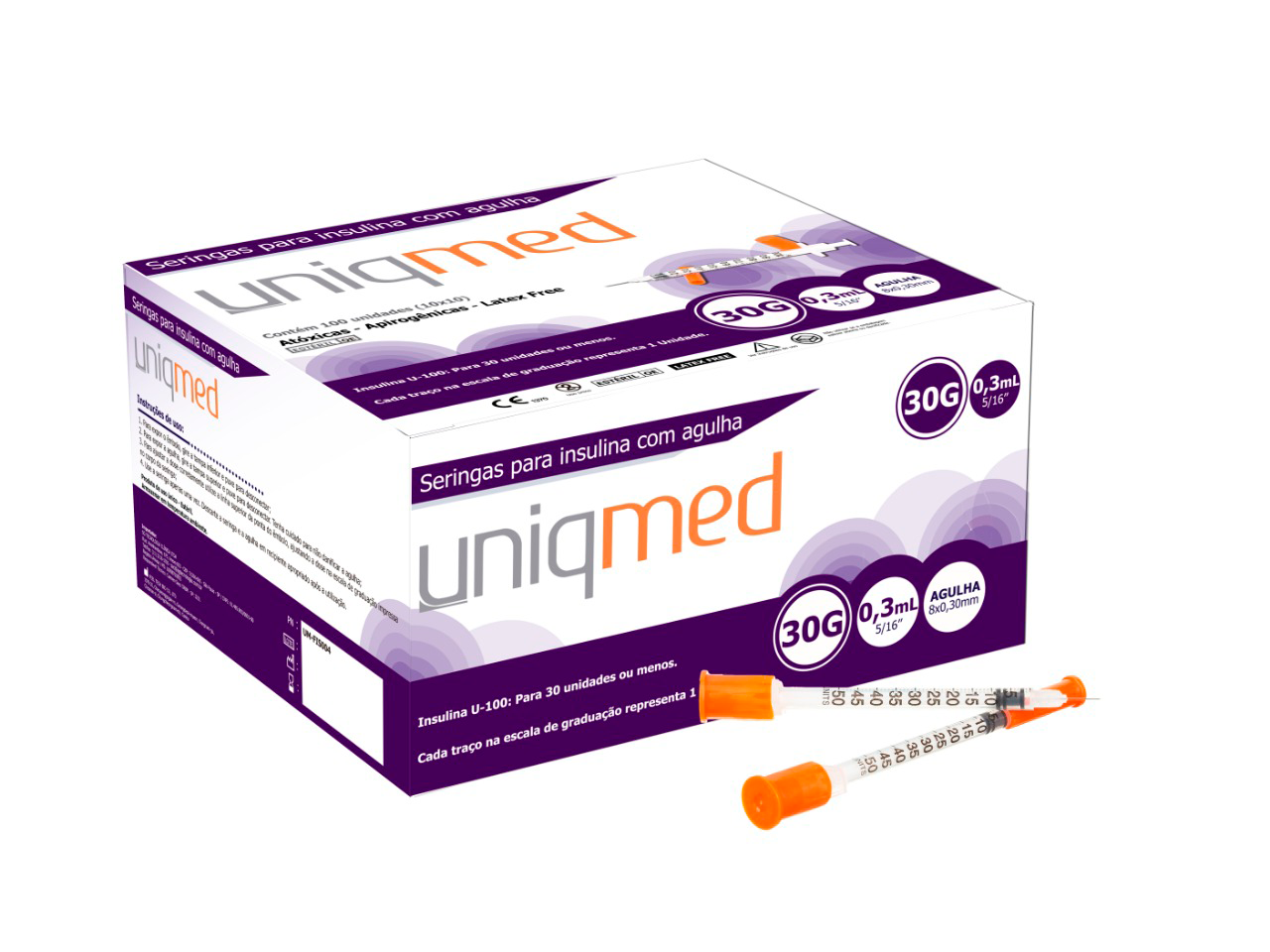 SERINGA UNIQMED 0,3ml - 30G (caixa 100 unidades)